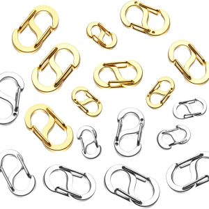 18Pcs Double Opening Necklace Shortener Lobster Clasp, 3 Size Gold and Silver Bracelet Connector Stainless Steel Closures for Jewelry Making (Small & Large)