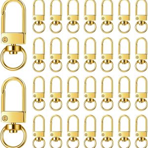 30 Pieces Lobster Claw Clasps Gold Swivel Snap Hooks, Metal Lobster Clasp Keychain Swivel Lanyards Snap Hooks Key Chain Hooks for Jewelry Making Purse Bags Keychain Clasp Connector Art Crafts