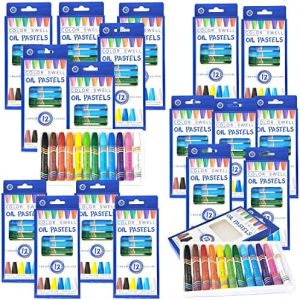 Color Swell Bulk 18 Packs - 12 Oil Pastels per Pack (216 Total) with Round Tips